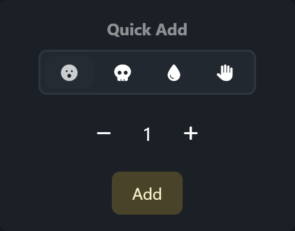 Quick add panel showing options to select events.